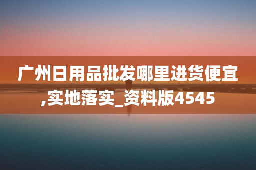 广州日用品批发哪里进货便宜,实地落实_资料版4545