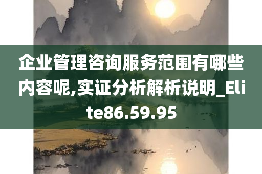 企业管理咨询服务范围有哪些内容呢,实证分析解析说明_Elite86.59.95