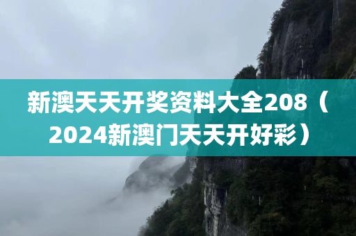 新澳天天开奖资料大全208（2024新澳门天天开好彩）