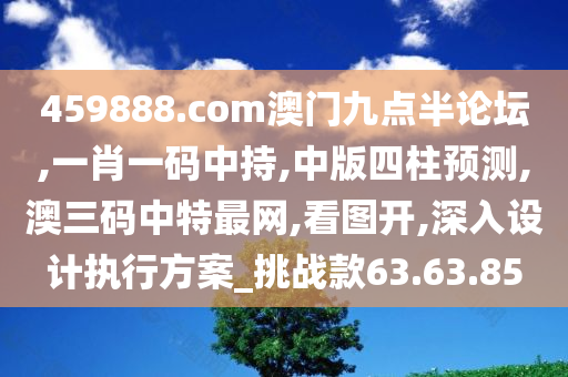 459888.com澳门九点半论坛,一肖一码中持,中版四柱预测,澳三码中特最网,看图开,深入设计执行方案_挑战款63.63.85