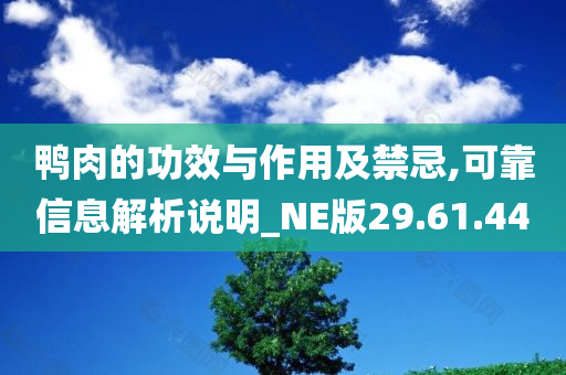 鸭肉的功效与作用及禁忌,可靠信息解析说明_NE版29.61.44