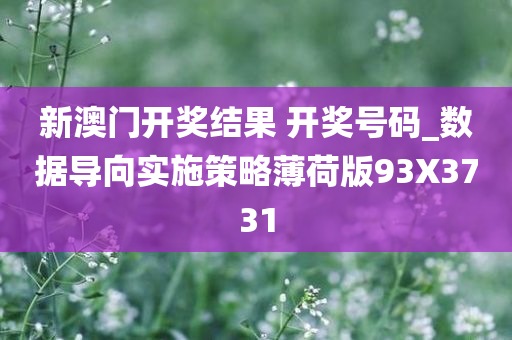 新澳门开奖结果 开奖号码_数据导向实施策略薄荷版93X3731