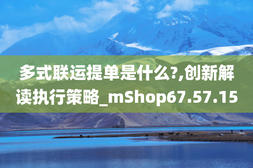 多式联运提单是什么?,创新解读执行策略_mShop67.57.15