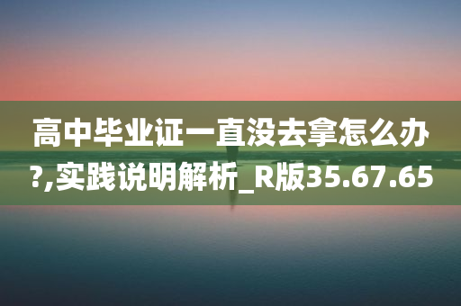 高中毕业证一直没去拿怎么办?,实践说明解析_R版35.67.65