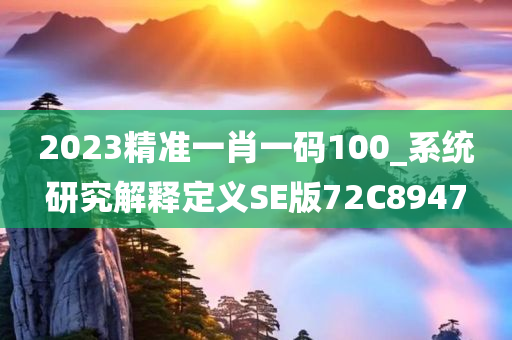 2023精准一肖一码100_系统研究解释定义SE版72C8947