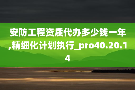 安防工程资质代办多少钱一年,精细化计划执行_pro40.20.14