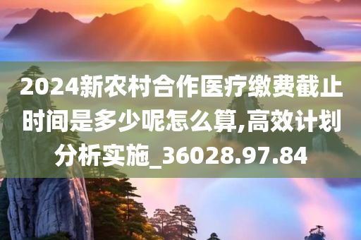 2024新农村合作医疗缴费截止时间是多少呢怎么算,高效计划分析实施_36028.97.84