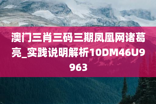 澳门三肖三码三期凤凰网诸葛亮_实践说明解析10DM46U9963