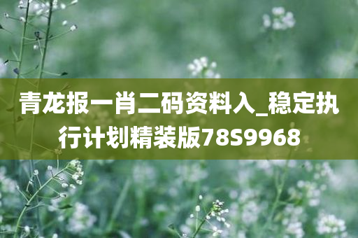 青龙报一肖二码资料入_稳定执行计划精装版78S9968