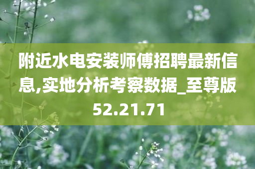 附近水电安装师傅招聘最新信息,实地分析考察数据_至尊版52.21.71