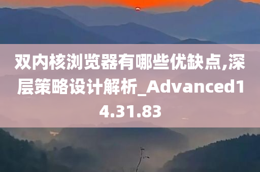 双内核浏览器有哪些优缺点,深层策略设计解析_Advanced14.31.83