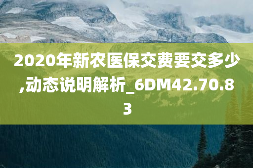 2020年新农医保交费要交多少,动态说明解析_6DM42.70.83