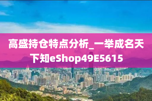 高盛持仓特点分析_一举成名天下知eShop49E5615