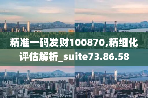 精准一码发财100870,精细化评估解析_suite73.86.58