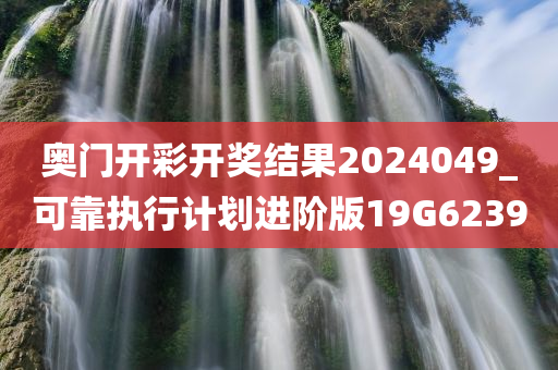 奥门开彩开奖结果2024049_可靠执行计划进阶版19G6239