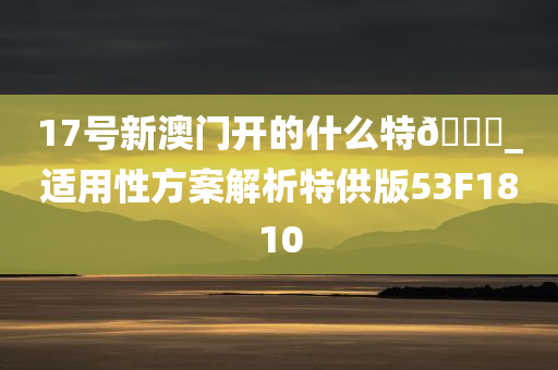 17号新澳门开的什么特🐎_适用性方案解析特供版53F1810