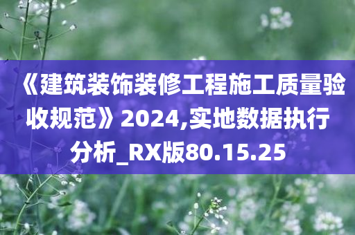 《建筑装饰装修工程施工质量验收规范》2024,实地数据执行分析_RX版80.15.25