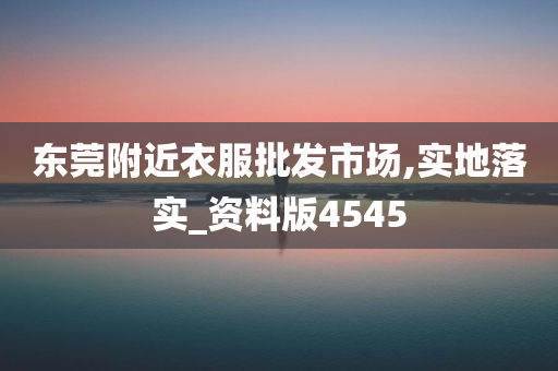 东莞附近衣服批发市场,实地落实_资料版4545