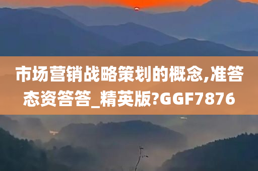 市场营销战略策划的概念,准答态资答答_精英版?GGF7876