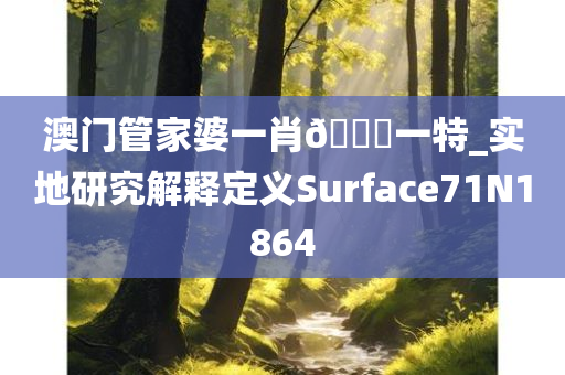 澳门管家婆一肖🐎一特_实地研究解释定义Surface71N1864