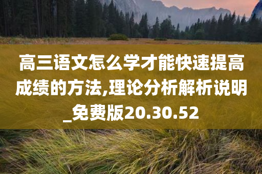 高三语文怎么学才能快速提高成绩的方法,理论分析解析说明_免费版20.30.52