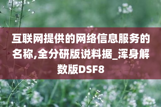 互联网提供的网络信息服务的名称,全分研版说料据_浑身解数版DSF8