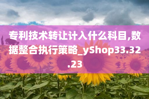 专利技术转让计入什么科目,数据整合执行策略_yShop33.32.23