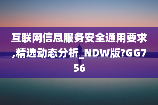 互联网信息服务安全通用要求,精选动态分析_NDW版?GG756