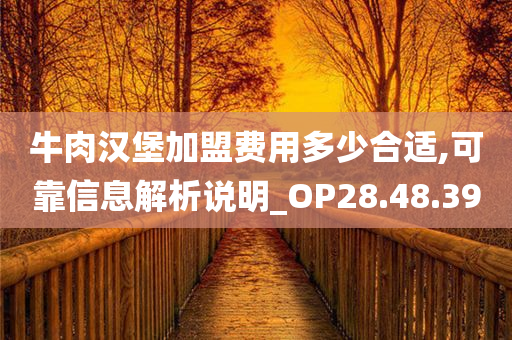 牛肉汉堡加盟费用多少合适,可靠信息解析说明_OP28.48.39