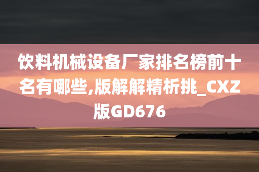 饮料机械设备厂家排名榜前十名有哪些,版解解精析挑_CXZ版GD676