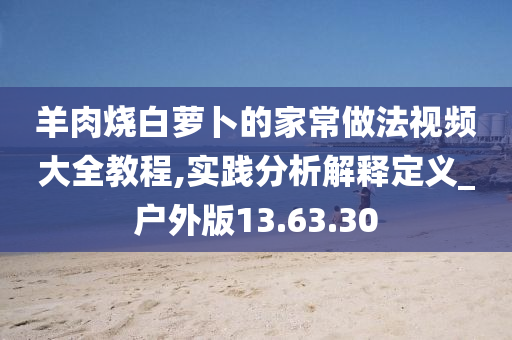 羊肉烧白萝卜的家常做法视频大全教程,实践分析解释定义_户外版13.63.30