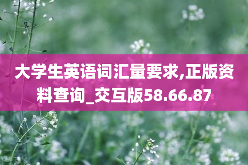 大学生英语词汇量要求,正版资料查询_交互版58.66.87