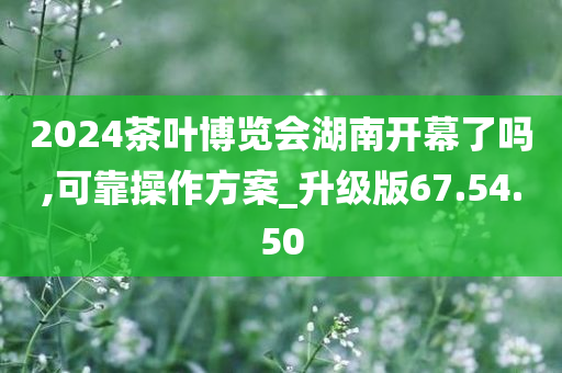 2024茶叶博览会湖南开幕了吗,可靠操作方案_升级版67.54.50