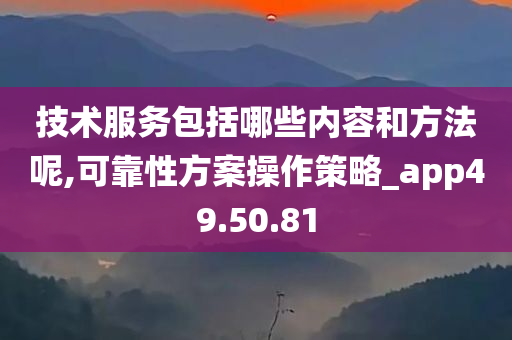 技术服务包括哪些内容和方法呢,可靠性方案操作策略_app49.50.81