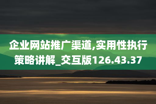 企业网站推广渠道,实用性执行策略讲解_交互版126.43.37