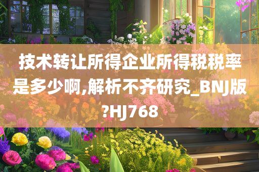 技术转让所得企业所得税税率是多少啊,解析不齐研究_BNJ版?HJ768