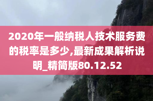 2020年一般纳税人技术服务费的税率是多少,最新成果解析说明_精简版80.12.52