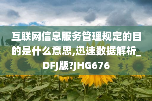 互联网信息服务管理规定的目的是什么意思,迅速数据解析_DFJ版?JHG676