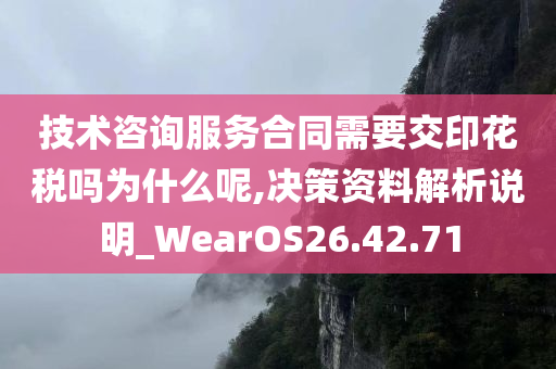 技术咨询服务合同需要交印花税吗为什么呢,决策资料解析说明_WearOS26.42.71