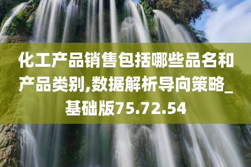 化工产品销售包括哪些品名和产品类别,数据解析导向策略_基础版75.72.54