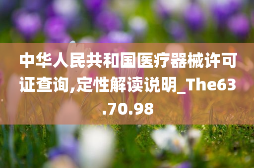 中华人民共和国医疗器械许可证查询,定性解读说明_The63.70.98