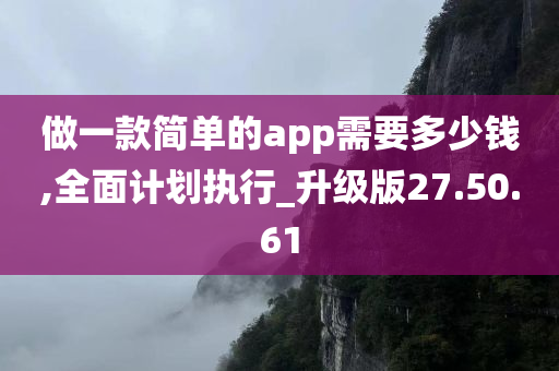 做一款简单的app需要多少钱,全面计划执行_升级版27.50.61