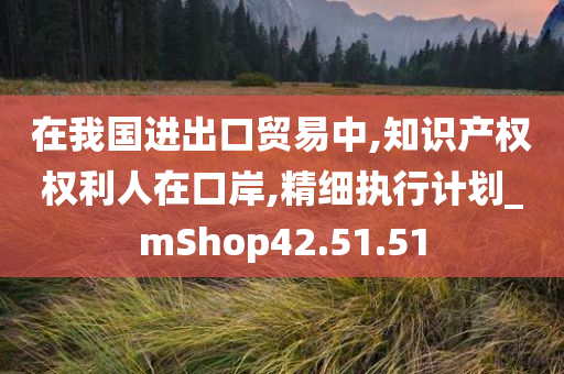 在我国进出口贸易中,知识产权权利人在口岸,精细执行计划_mShop42.51.51