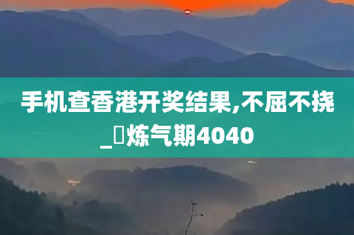 手机查香港开奖结果,不屈不挠_‌炼气期4040