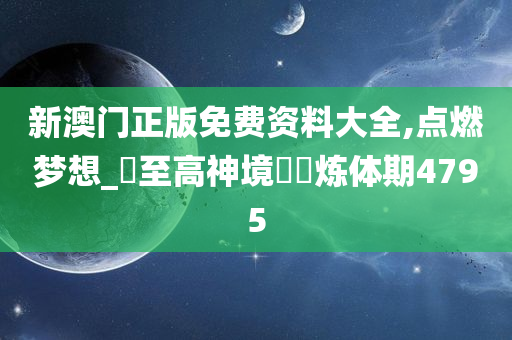 新澳门正版免费资料大全,点燃梦想_‌至高神境‌‌炼体期4795