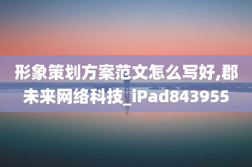 形象策划方案范文怎么写好,郡未来网络科技_iPad843955