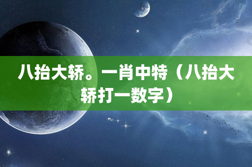 八抬大轿。一肖中特（八抬大轿打一数字）