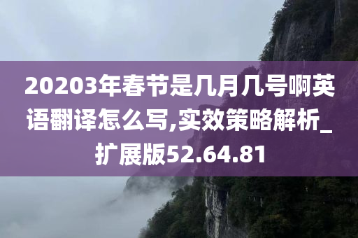 20203年春节是几月几号啊英语翻译怎么写,实效策略解析_扩展版52.64.81