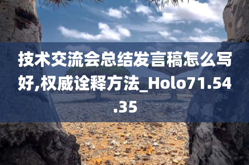 技术交流会总结发言稿怎么写好,权威诠释方法_Holo71.54.35