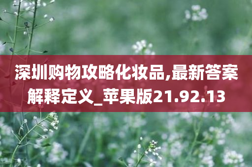 深圳购物攻略化妆品,最新答案解释定义_苹果版21.92.13